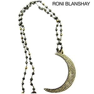 Crescent Swarovski Moon Pyrite Necklace